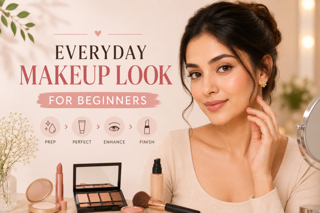 Everyday makeup look for beginners.