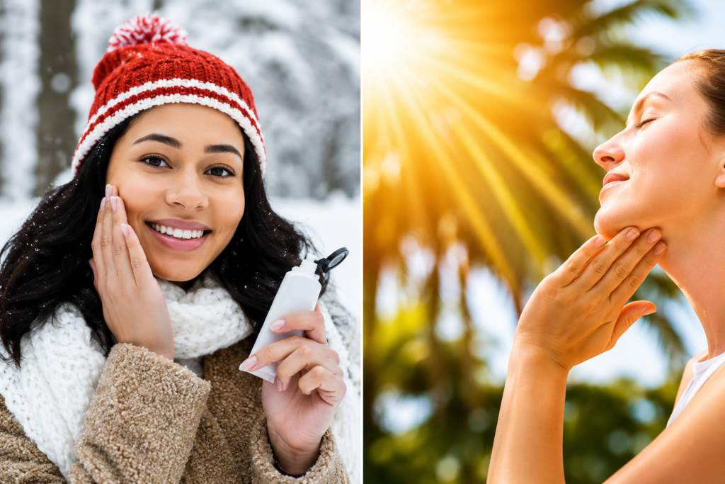 Seasonal skincare routine for summer or winter